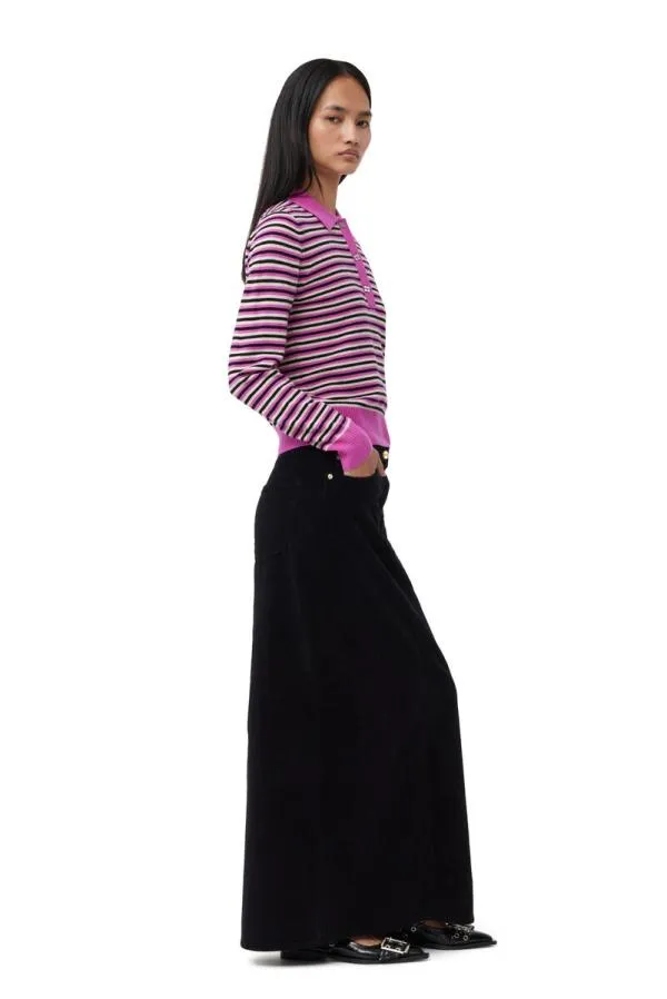 Clothing GANNI Knitwear Striped Cashmere Polo Sweater Multicolour Clothing GANNI Knitwear Striped Cashmere Polo Sweater Multicolour