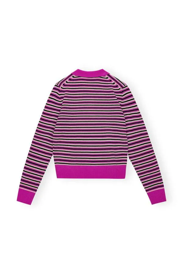 Clothing GANNI Knitwear Striped Cashmere Polo Sweater Multicolour Clothing GANNI Knitwear Striped Cashmere Polo Sweater Multicolour