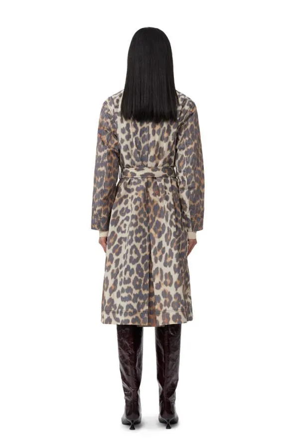Clothing GANNI Leopard Print Leopard Crispy Shell Belt Coat Big Leopard Almond Milk Clothing GANNI Leopard Print Leopard Crispy Shell Belt Coat Big Leopard Almond Milk