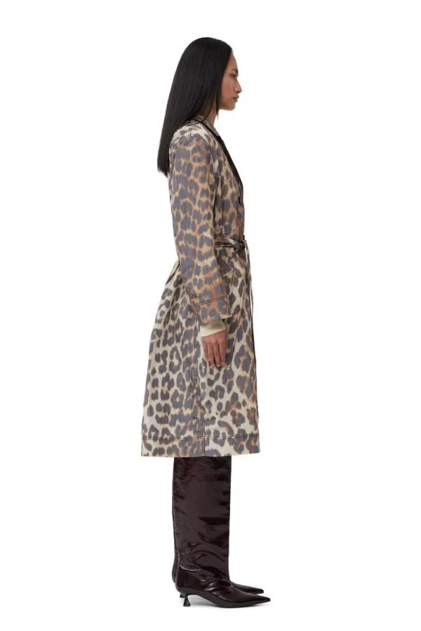 Clothing GANNI Leopard Print Leopard Crispy Shell Belt Coat Big Leopard Almond Milk Clothing GANNI Leopard Print Leopard Crispy Shell Belt Coat Big Leopard Almond Milk
