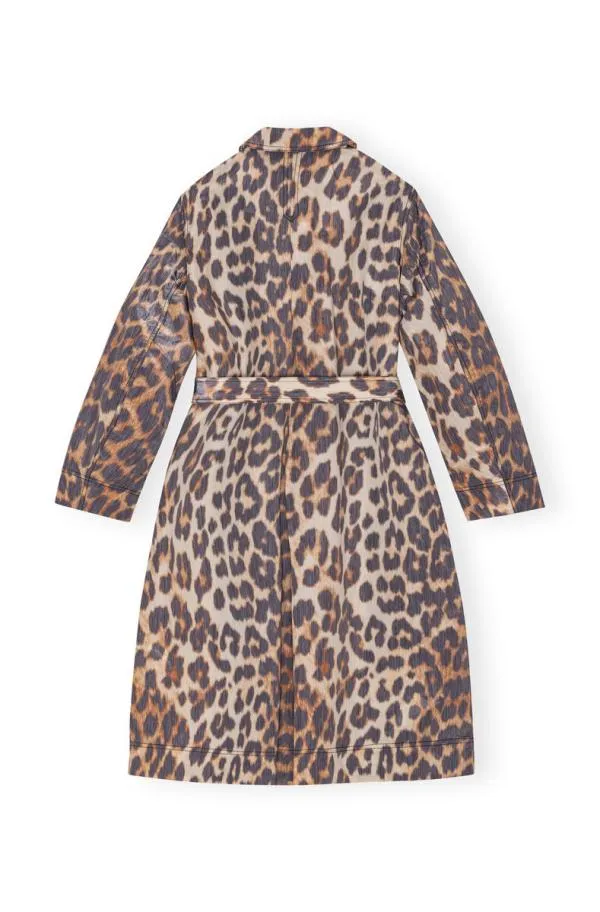 Clothing GANNI Leopard Print Leopard Crispy Shell Belt Coat Big Leopard Almond Milk Clothing GANNI Leopard Print Leopard Crispy Shell Belt Coat Big Leopard Almond Milk