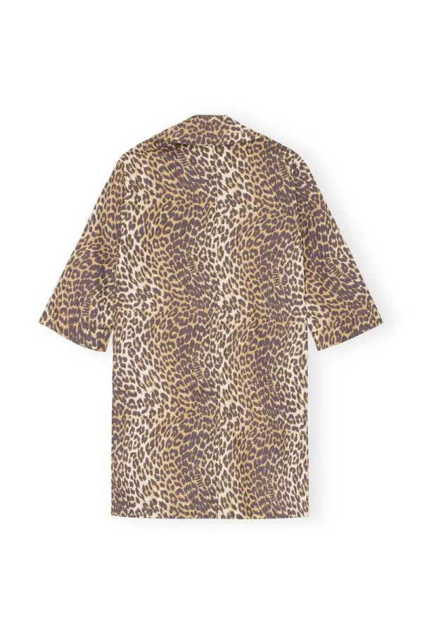 Clothing GANNI Leopard Print Leopard Printed Canvas Coat Almond Milk