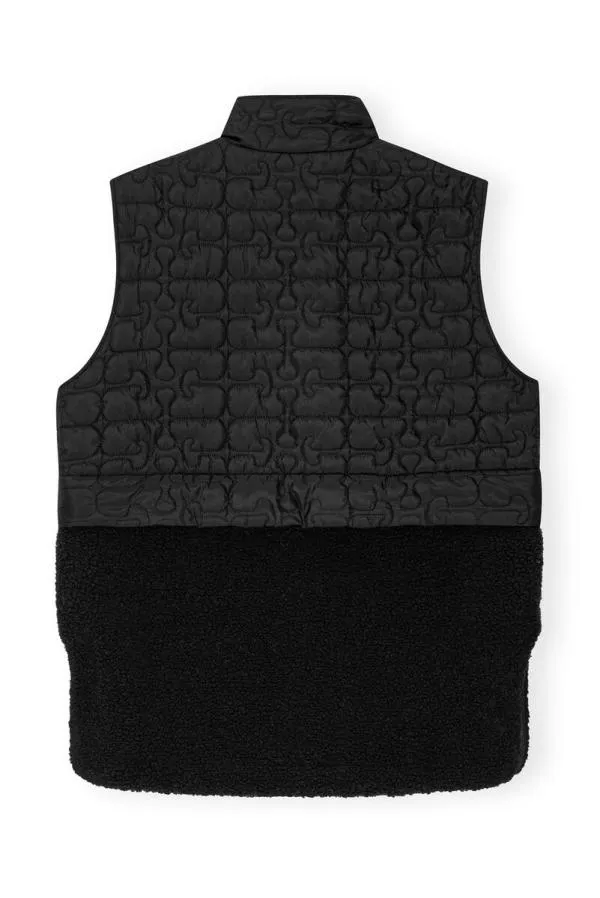 Clothing GANNI Outerwear Black Ripstop Quilt Fleece Vest Black