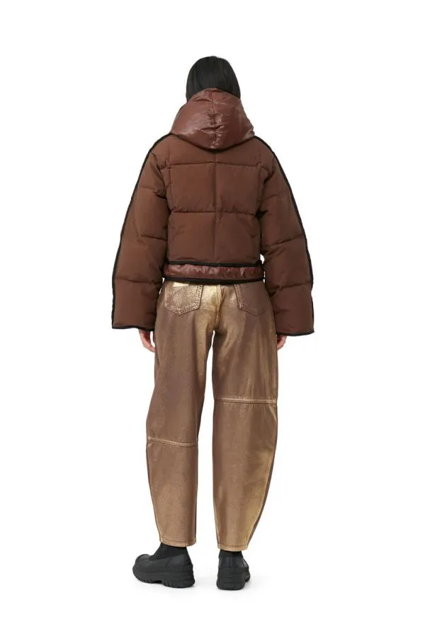 Clothing GANNI Outerwear Brown Short Hooded Puffer Jacket Shaved Chocolate Clothing GANNI Outerwear Brown Short Hooded Puffer Jacket Shaved Chocolate
