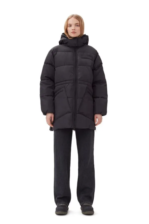 Clothing GANNI Outerwear Oversized Tech Puffer Midi Jacket Phantom Clothing GANNI Outerwear Oversized Tech Puffer Midi Jacket Phantom