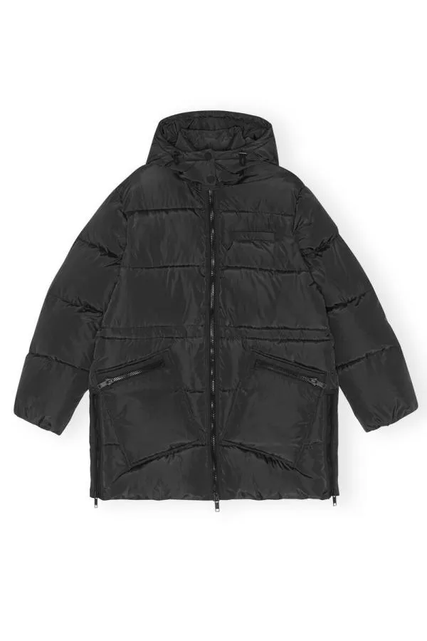 Clothing GANNI Outerwear Oversized Tech Puffer Midi Jacket Phantom Clothing GANNI Outerwear Oversized Tech Puffer Midi Jacket Phantom