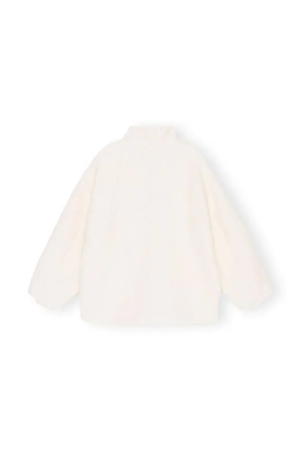 Clothing GANNI Outerwear White Boucle Wool Shoulder Jacket Egret Clothing GANNI Outerwear White Boucle Wool Shoulder Jacket Egret