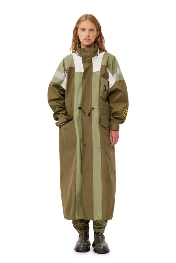 Clothing GANNI Outerwear X 66North Kria Long Coat Marine Olive