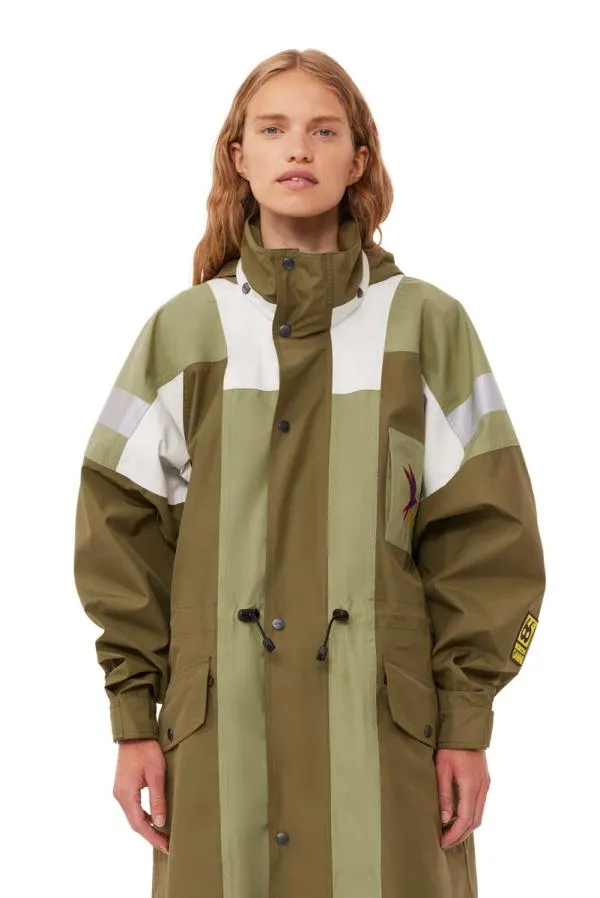 Clothing GANNI Outerwear X 66North Kria Long Coat Marine Olive