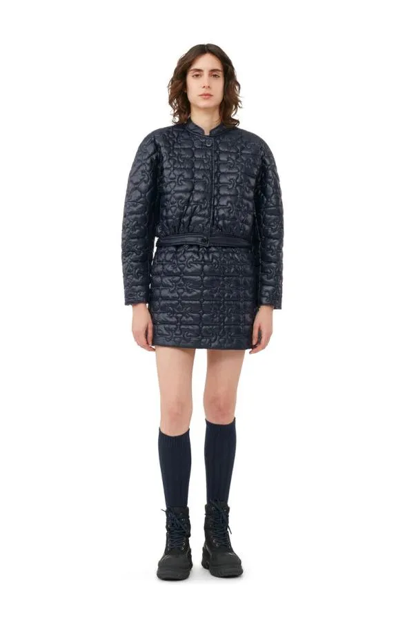 Clothing GANNI Skirts Blue Shiny Quilt Mini Skirt Sky Captain