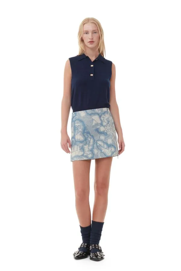 Clothing GANNI Skirts Brocade Mini Skirt Silver Lake Blue