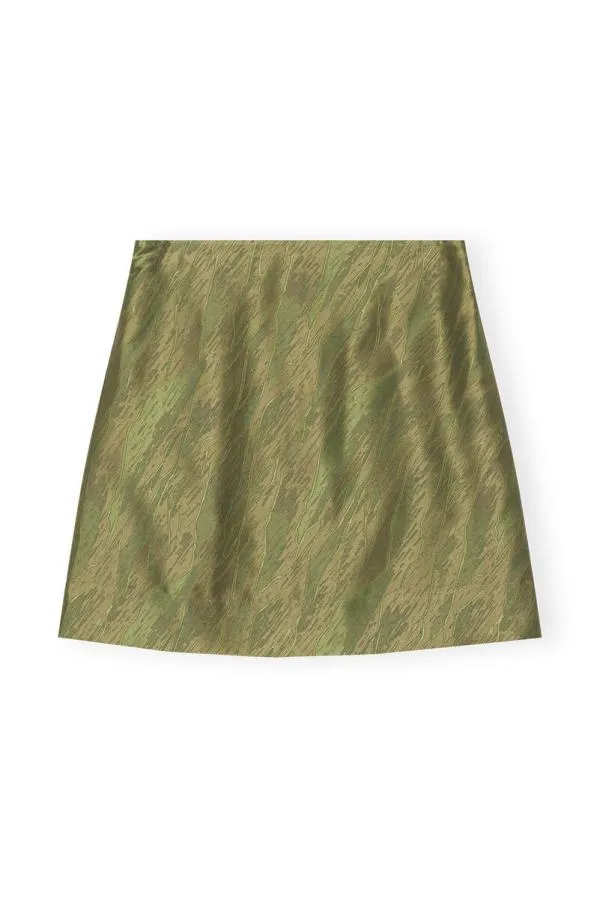 Clothing GANNI Skirts Shiny Jacquard Mini Skirt Avocado Clothing GANNI Skirts Shiny Jacquard Mini Skirt Avocado