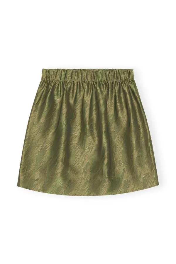 Clothing GANNI Skirts Shiny Jacquard Mini Skirt Avocado Clothing GANNI Skirts Shiny Jacquard Mini Skirt Avocado