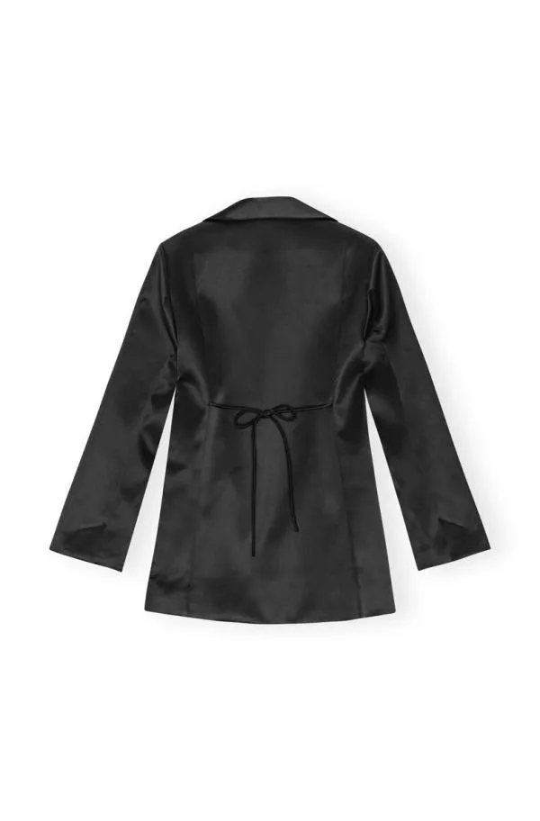 Clothing GANNI Suiting Black Double Satin Tiestring Blazer Black