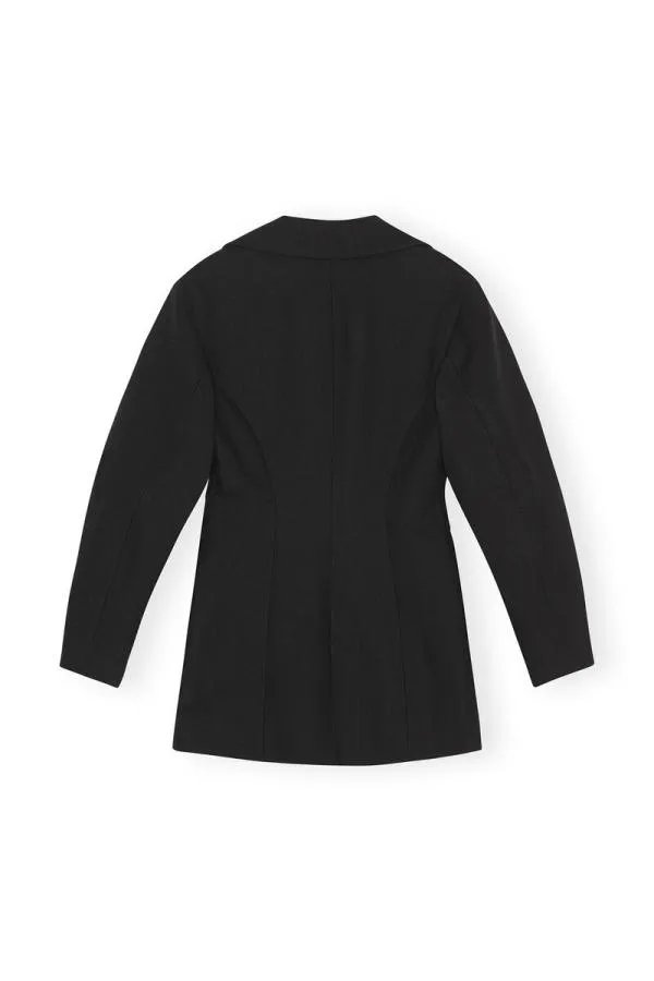 Clothing GANNI Suiting Cotton Suiting Fitted Blazer Black Clothing GANNI Suiting Cotton Suiting Fitted Blazer Black