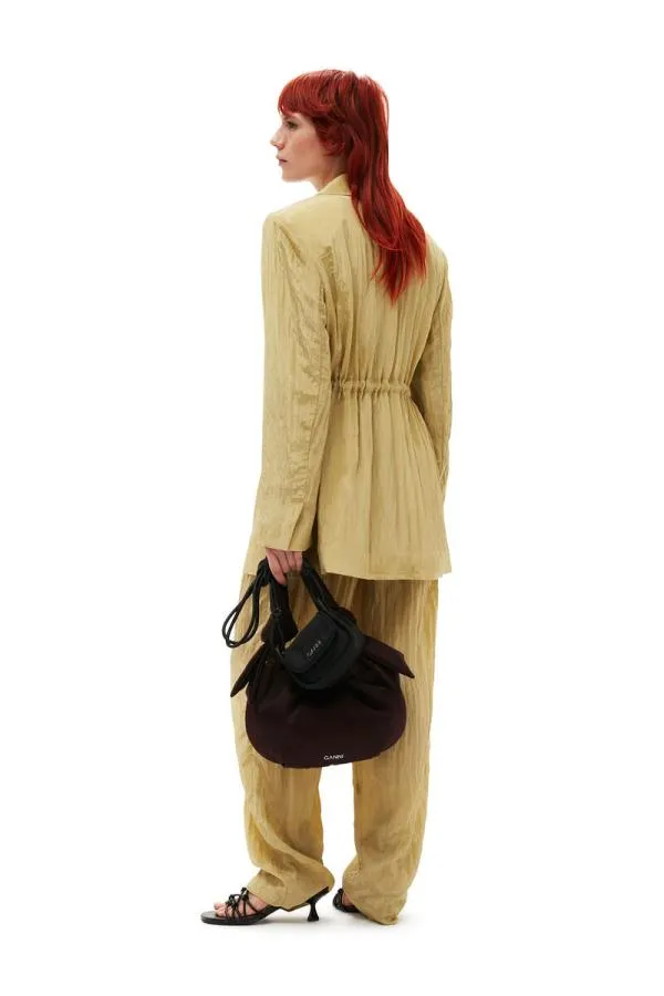 Clothing GANNI Suiting Shiny Tech Blazer Leek Green Clothing GANNI Suiting Shiny Tech Blazer Leek Green