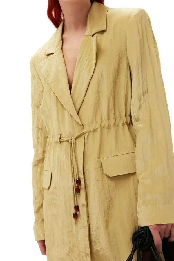 Clothing GANNI Suiting Shiny Tech Blazer Leek Green Clothing GANNI Suiting Shiny Tech Blazer Leek Green