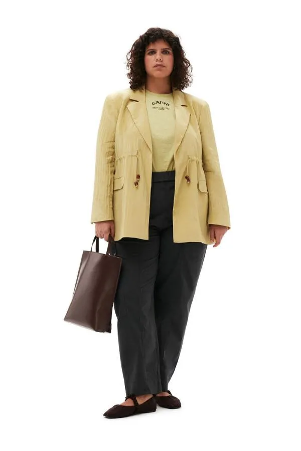 Clothing GANNI Suiting Shiny Tech Blazer Leek Green Clothing GANNI Suiting Shiny Tech Blazer Leek Green