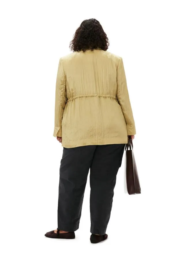 Clothing GANNI Suiting Shiny Tech Blazer Leek Green Clothing GANNI Suiting Shiny Tech Blazer Leek Green