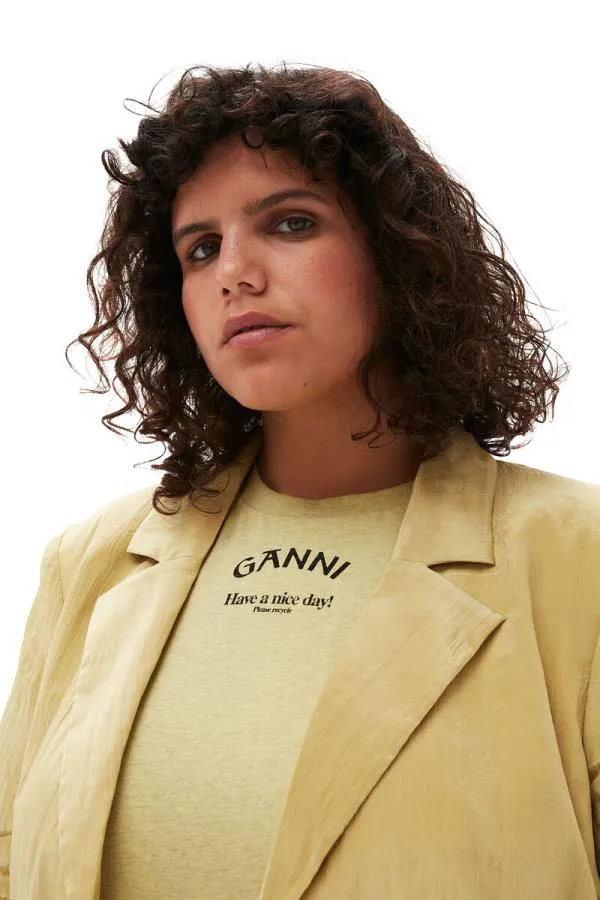 Clothing GANNI Suiting Shiny Tech Blazer Leek Green Clothing GANNI Suiting Shiny Tech Blazer Leek Green