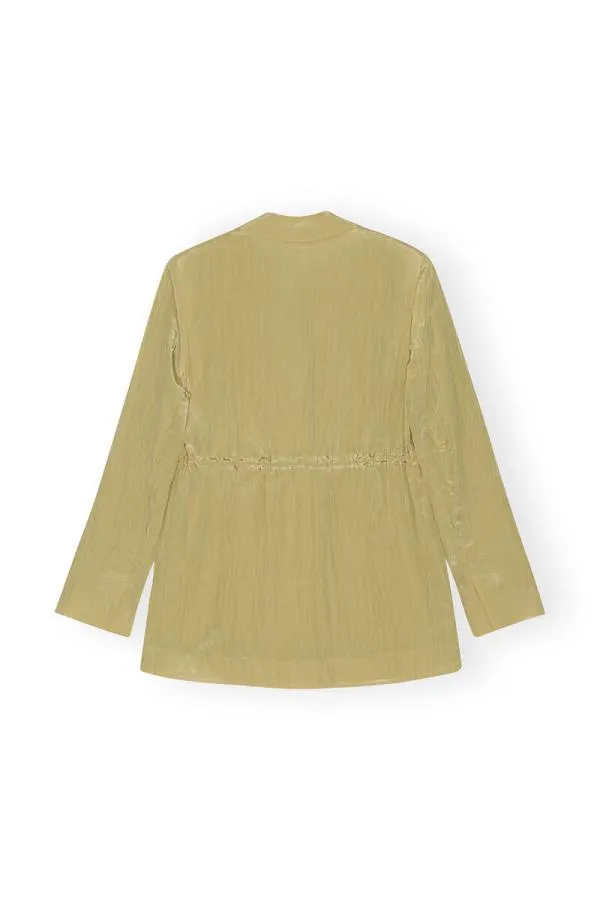 Clothing GANNI Suiting Shiny Tech Blazer Leek Green Clothing GANNI Suiting Shiny Tech Blazer Leek Green