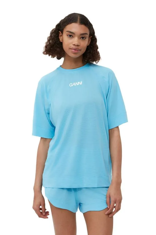 Clothing GANNI TShirts Active Mesh Tshirt Ethereal Blue