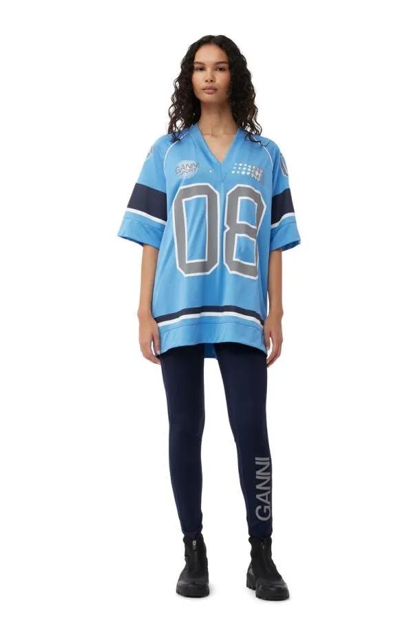 Clothing GANNI TShirts Fabrics Of The Future Oversized Mesh Tshirt Silver Lake Blue Clothing GANNI TShirts Fabrics Of The Future Oversized Mesh Tshirt Silver Lake Blue