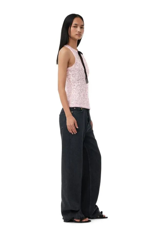Clothing GANNI Tops 3D Sequins Top Mauve Chalk Clothing GANNI Tops 3D Sequins Top Mauve Chalk