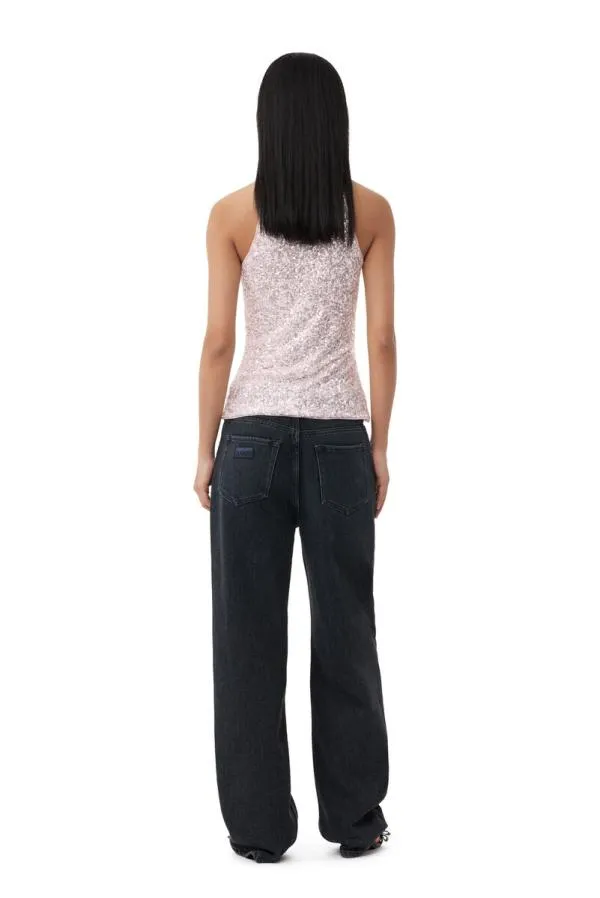 Clothing GANNI Tops 3D Sequins Top Mauve Chalk Clothing GANNI Tops 3D Sequins Top Mauve Chalk