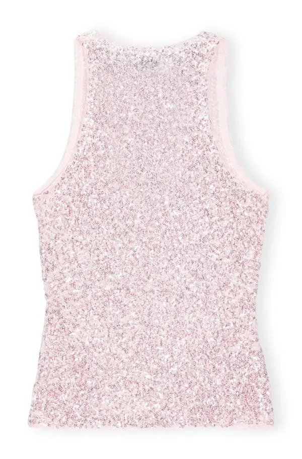 Clothing GANNI Tops 3D Sequins Top Mauve Chalk Clothing GANNI Tops 3D Sequins Top Mauve Chalk