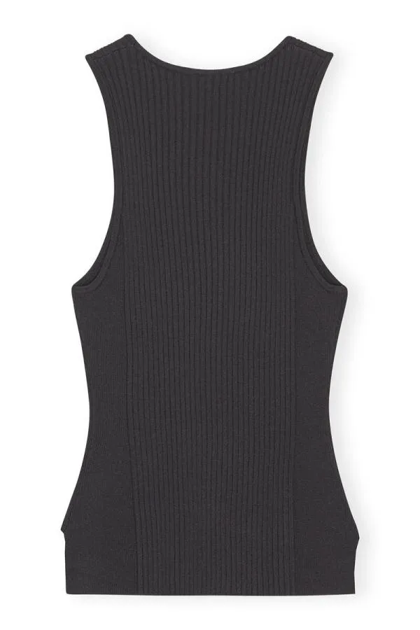 Clothing GANNI Tops Black Sleeveless Melange Top Black Clothing GANNI Tops Black Sleeveless Melange Top Black