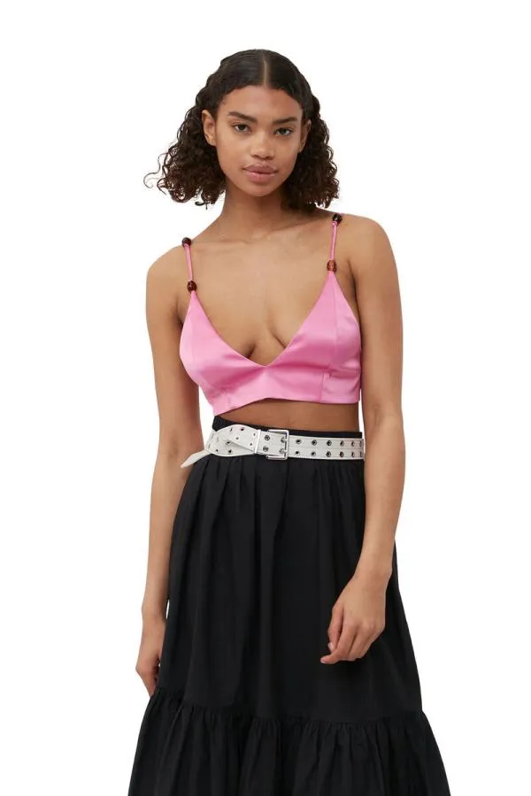 Clothing GANNI Tops Double Satin Top Wild Orchid Clothing GANNI Tops Double Satin Top Wild Orchid