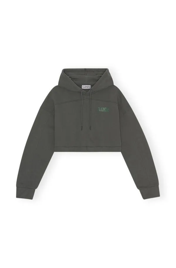 Clothing GANNI Tops Fabrics Of The Future Cropped Hoodie Phantom