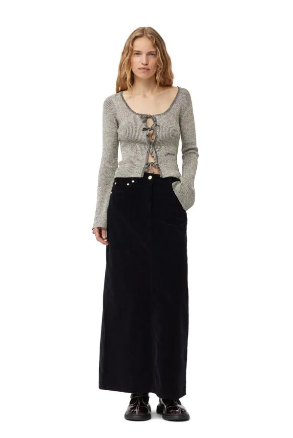 Clothing GANNI Tops Sparkle Rib Blouse Silver Clothing GANNI Tops Sparkle Rib Blouse Silver