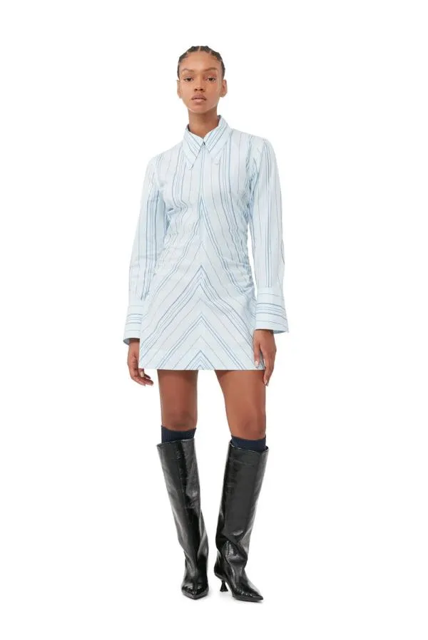 Clothing GANNI Tops Striped Twill Fitted Tunic Heather