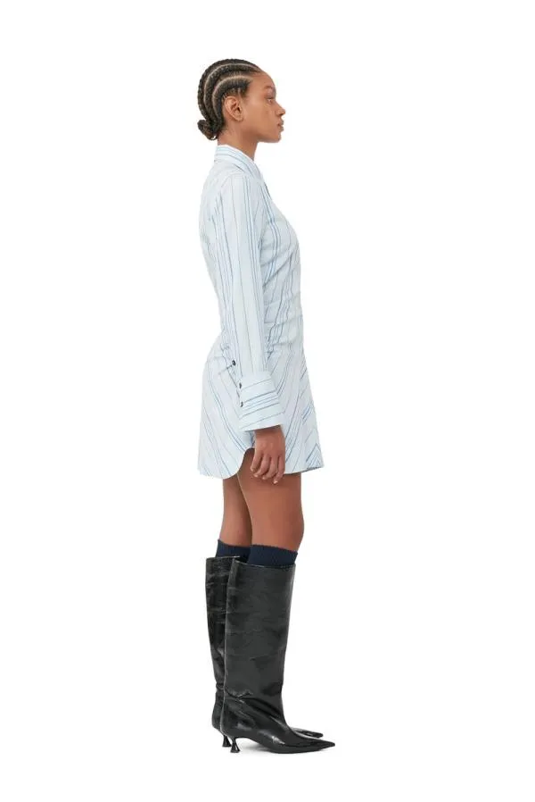 Clothing GANNI Tops Striped Twill Fitted Tunic Heather Clothing GANNI Tops Striped Twill Fitted Tunic Heather