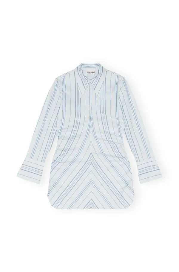 Clothing GANNI Tops Striped Twill Fitted Tunic Heather Clothing GANNI Tops Striped Twill Fitted Tunic Heather