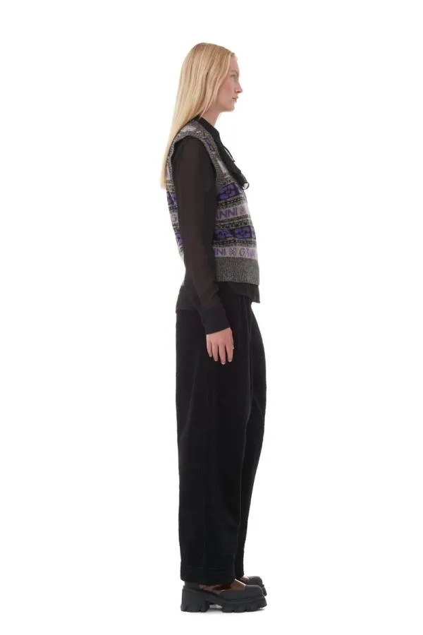 Clothing GANNI Trousers Black Corduroy Loose Pleat Trousers Black Clothing GANNI Trousers Black Corduroy Loose Pleat Trousers Black