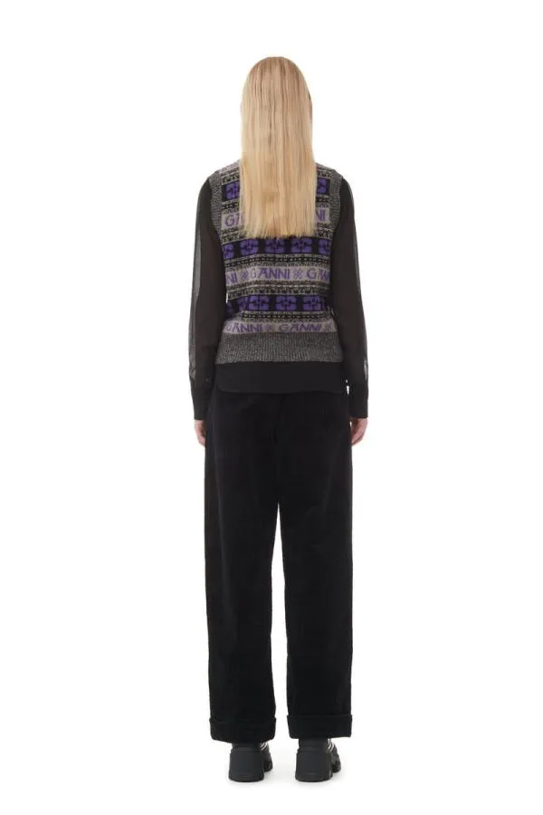 Clothing GANNI Trousers Black Corduroy Loose Pleat Trousers Black Clothing GANNI Trousers Black Corduroy Loose Pleat Trousers Black