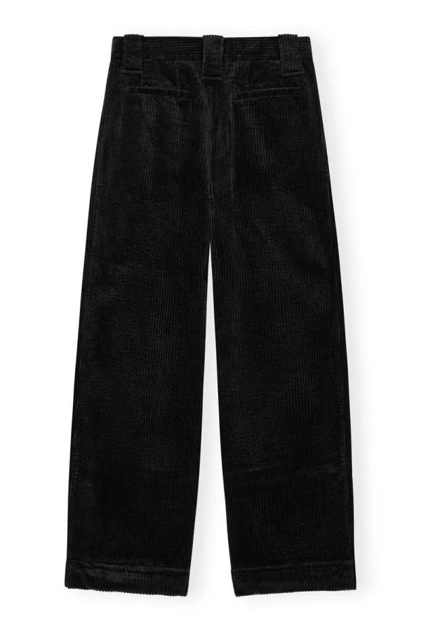 Clothing GANNI Trousers Black Corduroy Loose Pleat Trousers Black Clothing GANNI Trousers Black Corduroy Loose Pleat Trousers Black