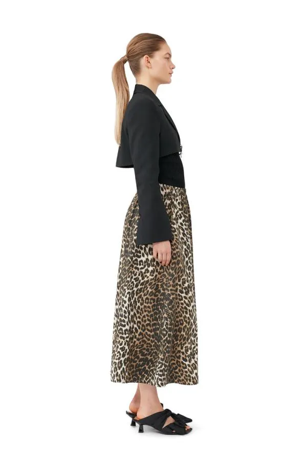 Clothing GANNI Trousers Leopard Printed Elasticated Maxi Skirt Big Leopard Almond Milk Clothing GANNI Trousers Leopard Printed Elasticated Maxi Skirt Big Leopard Almond Milk