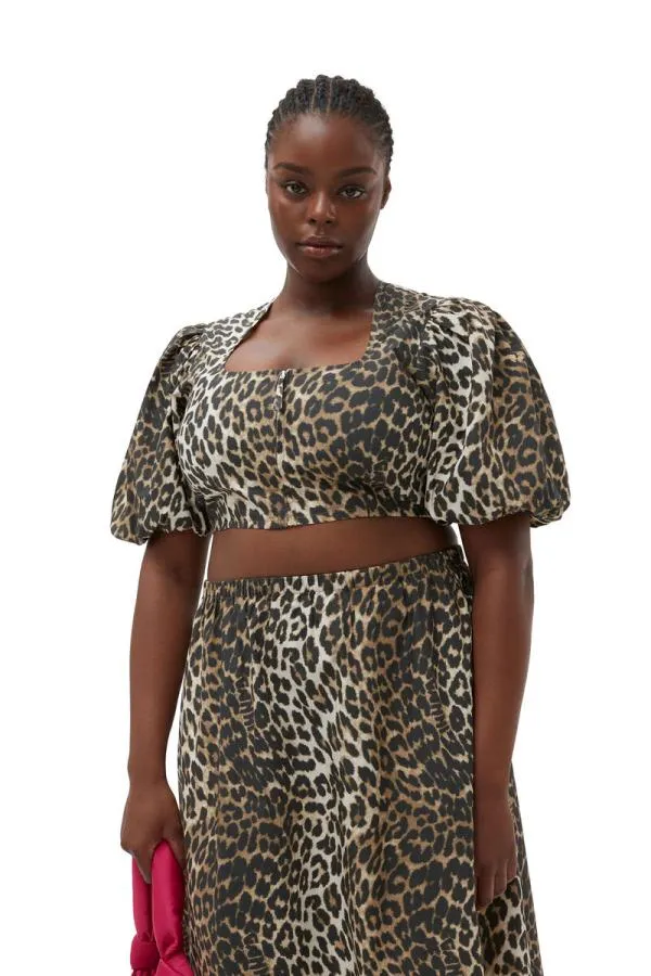 Clothing GANNI Trousers Leopard Printed Elasticated Maxi Skirt Big Leopard Almond Milk Clothing GANNI Trousers Leopard Printed Elasticated Maxi Skirt Big Leopard Almond Milk