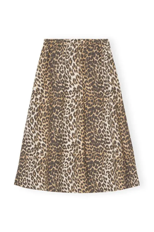 Clothing GANNI Trousers Leopard Printed Elasticated Maxi Skirt Big Leopard Almond Milk Clothing GANNI Trousers Leopard Printed Elasticated Maxi Skirt Big Leopard Almond Milk