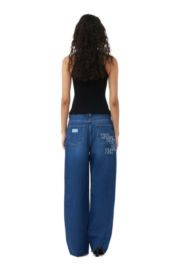 Clothing GANNI Trousers ReCut Izey Jeans Mid Blue Stone