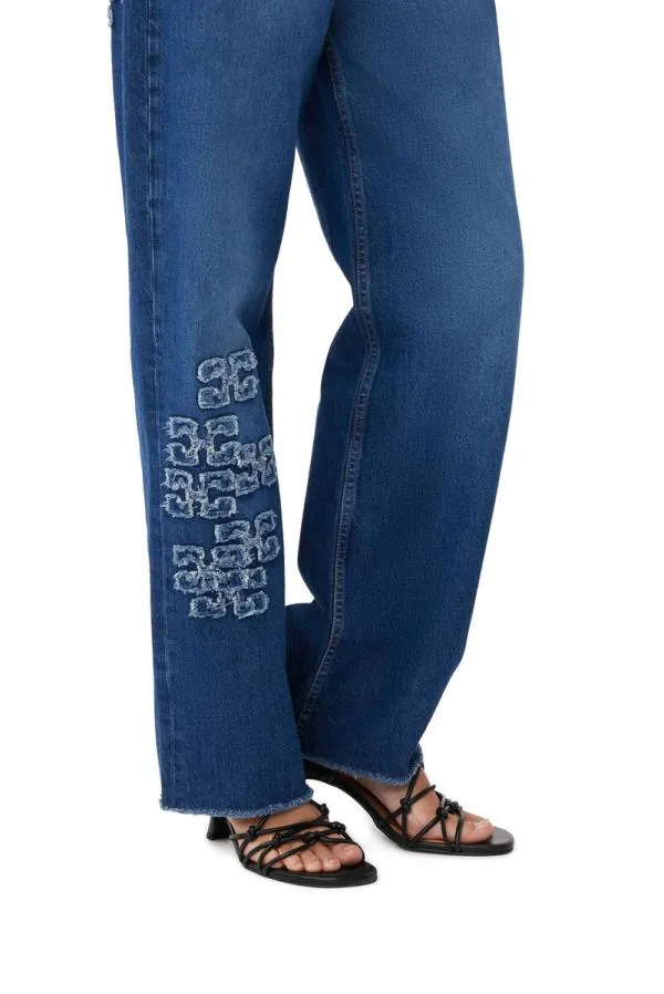 Clothing GANNI Trousers ReCut Izey Jeans Mid Blue Stone