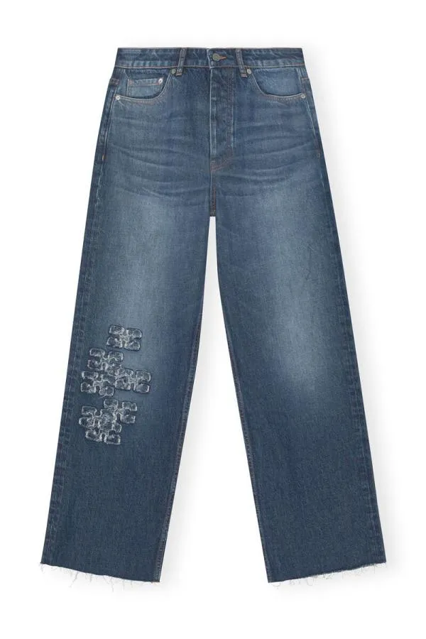 Clothing GANNI Trousers ReCut Izey Jeans Mid Blue Stone