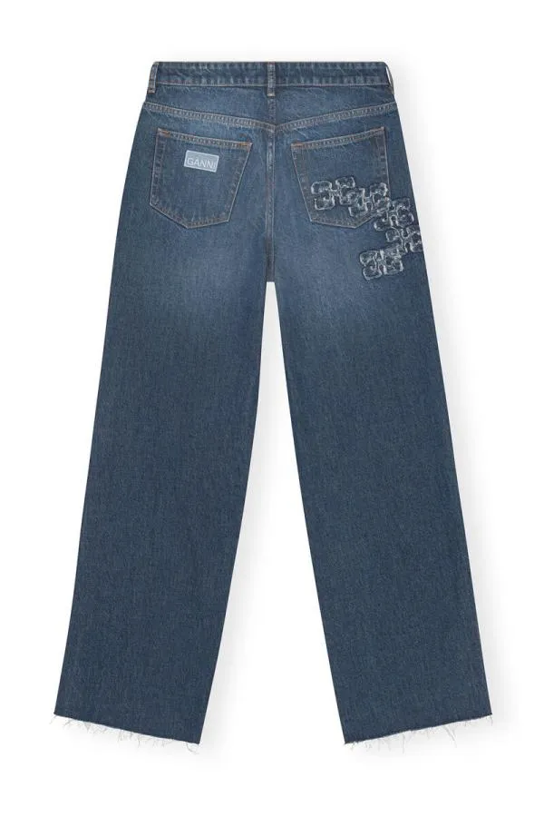 Clothing GANNI Trousers ReCut Izey Jeans Mid Blue Stone