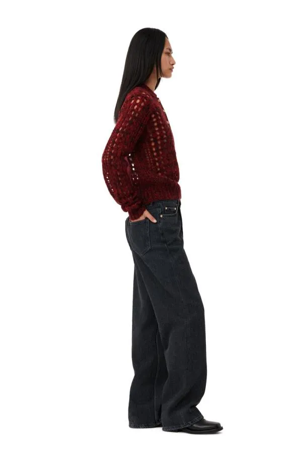 Clothing GANNI Trousers Washed Black Izey Drawstring Jeans Washed Blackblack