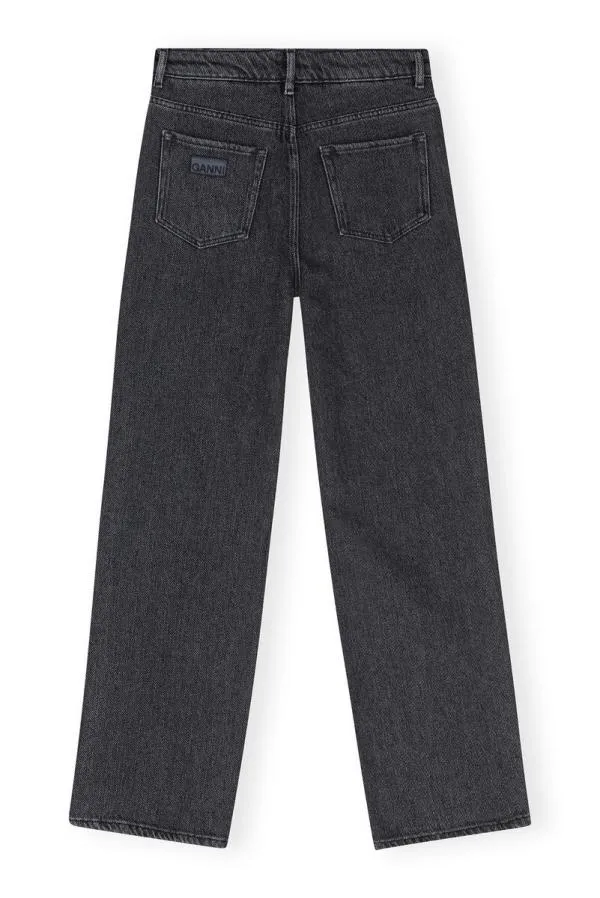 Clothing GANNI Trousers Washed Black Izey Drawstring Jeans Washed Blackblack