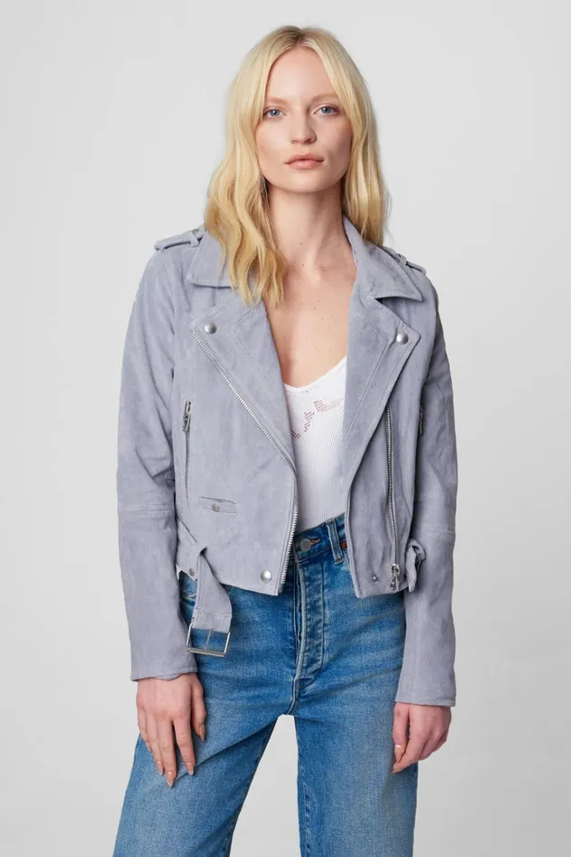 Cloud Grey Moto Jacket Women BLANK NYC Jackets
